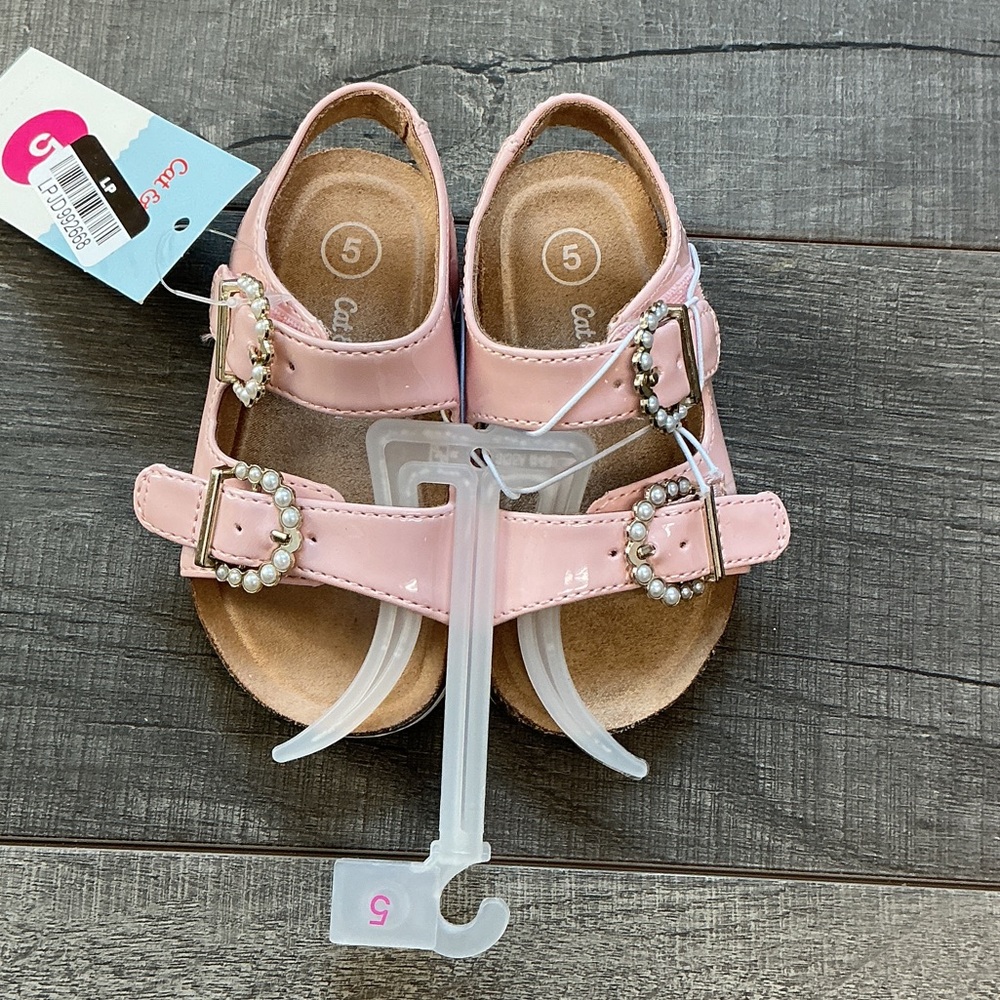 Cat & Jack Pink Kids Sandals with Rhinestone Buckles